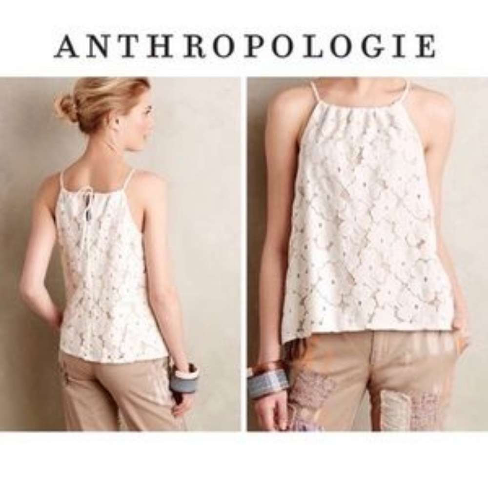 Anthropologie Liv lace overlay halter top